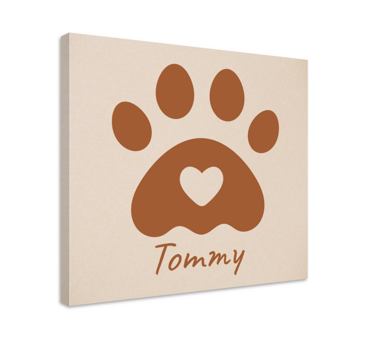 Paw with name customized canvas print - TenStickers