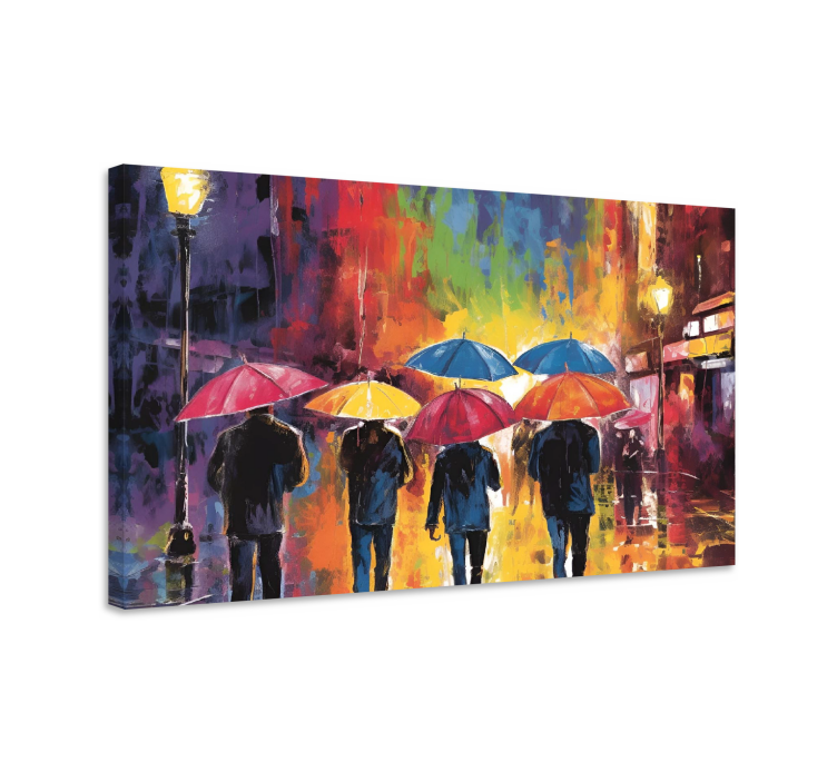 Umbrellas Painting Canvas Wall Art - TenStickers