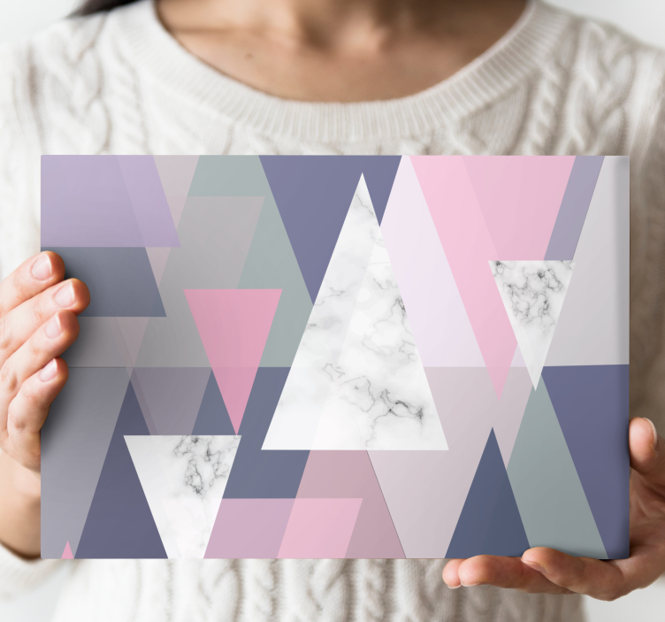 Wall art triangles canvas print for living room - TenStickers