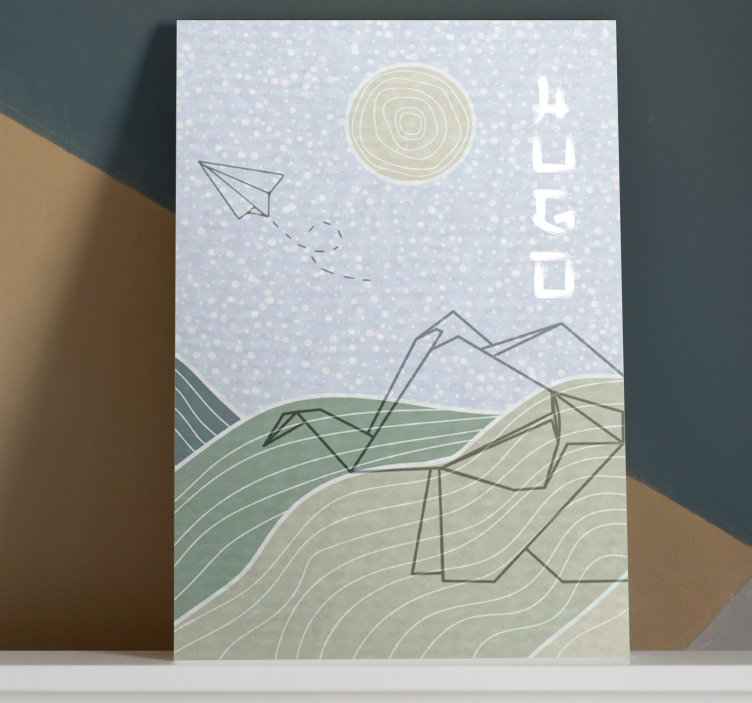 Blue clouds and birds childrens wall art canvas - TenStickers