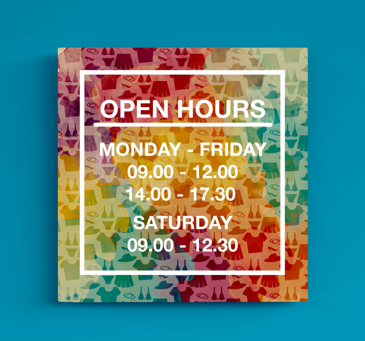 Opening hours" customized canvas print - TenStickers