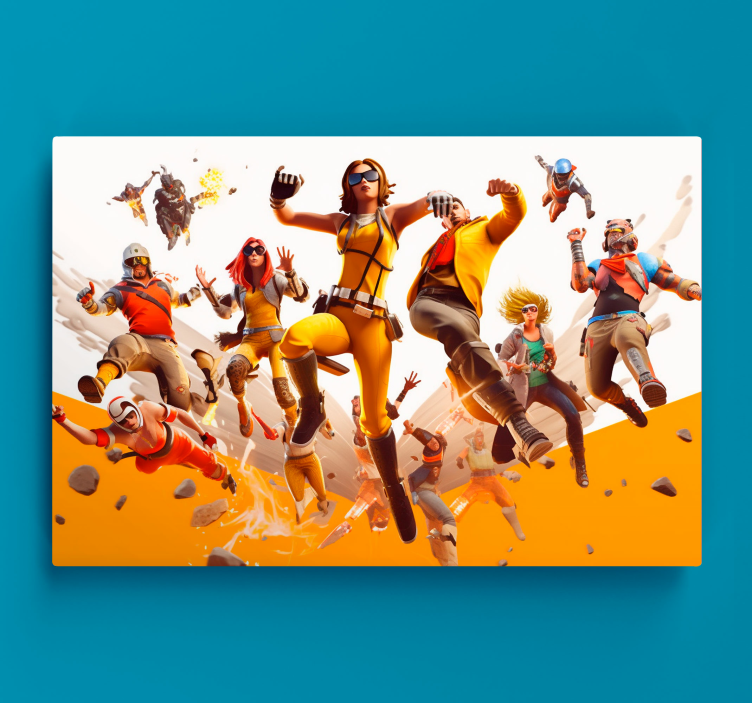 Characters flying attack video game canvas art - TenStickers