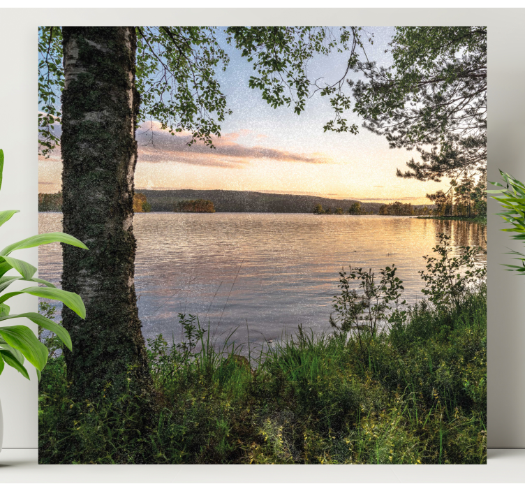 A forest by the lake landscape canvas - TenStickers