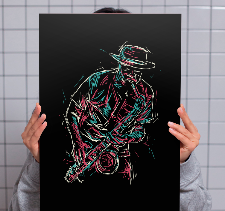 Abstract jazz saxophone player Music canvas - TenStickers