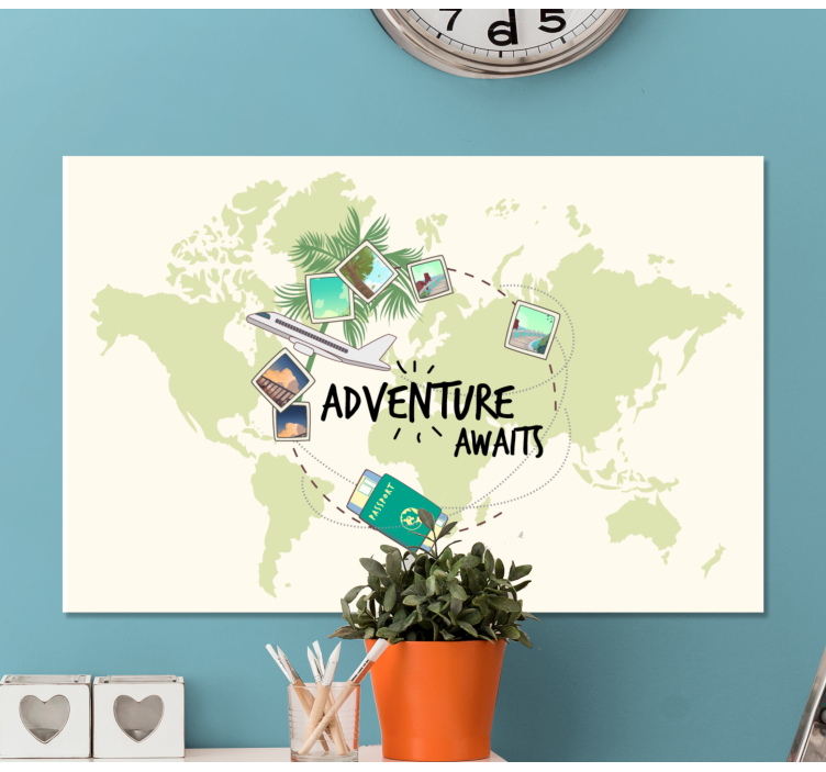 Adventure Awaits world map canvas - TenStickers