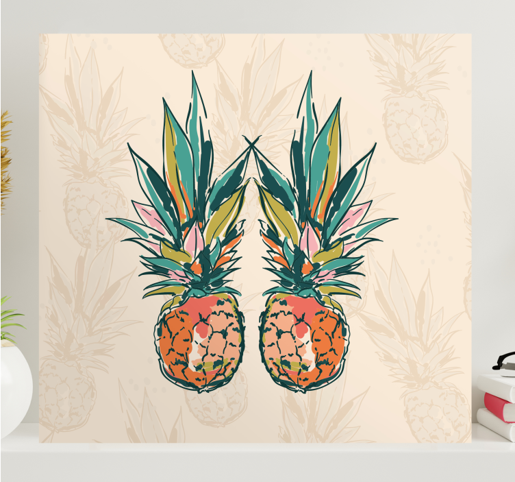 Artistic sketch pineapple modern canvas - TenStickers