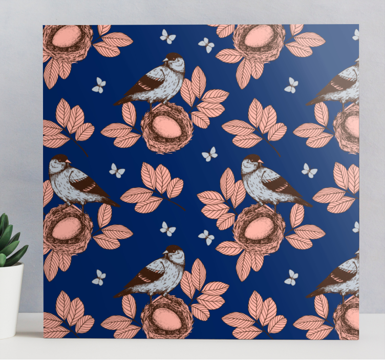 Nesting together bird canvas wall art - TenStickers