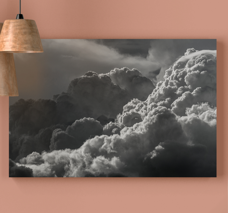 Black and white sky clouds landscape canvas - TenStickers