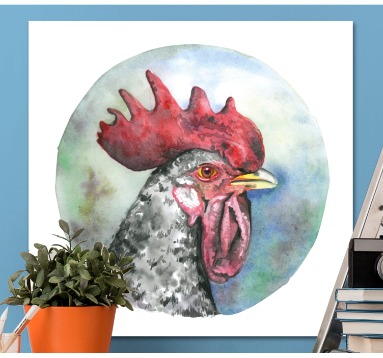 Blue chicken oil painting bird canvas art - TenStickers