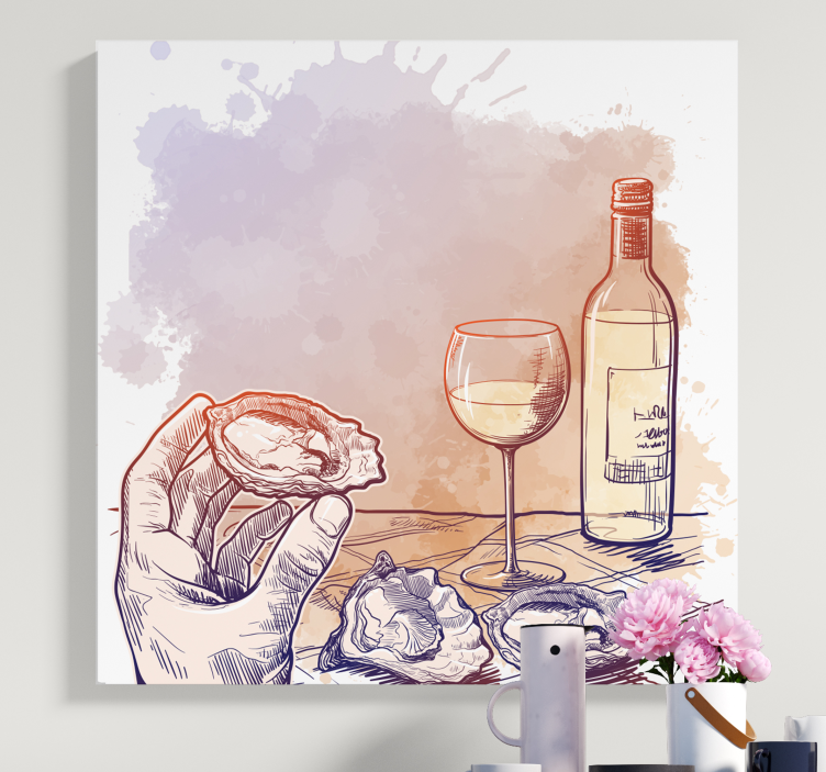 Bottle and cups of wine  fruit canvas - TenStickers