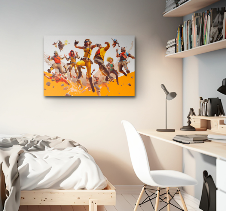 Characters flying attack video game canvas art - TenStickers