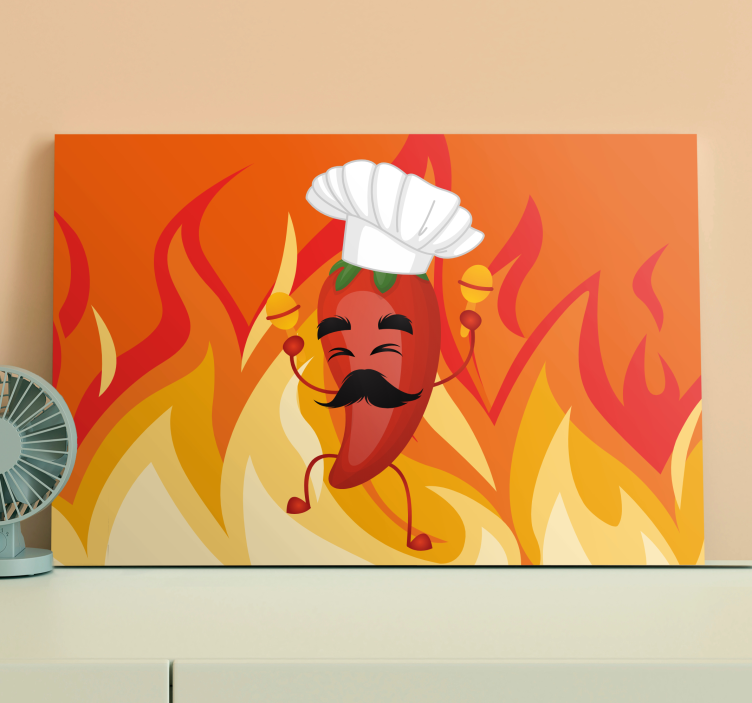 Chili chef cartoon graffiti modern canvas - TenStickers