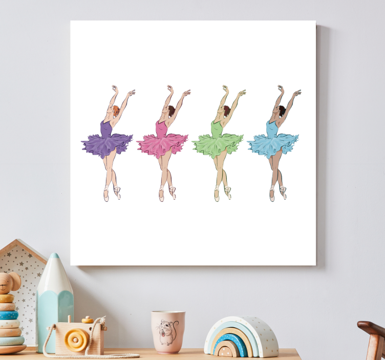 Colorful ballet dancers nursery canvas - TenStickers