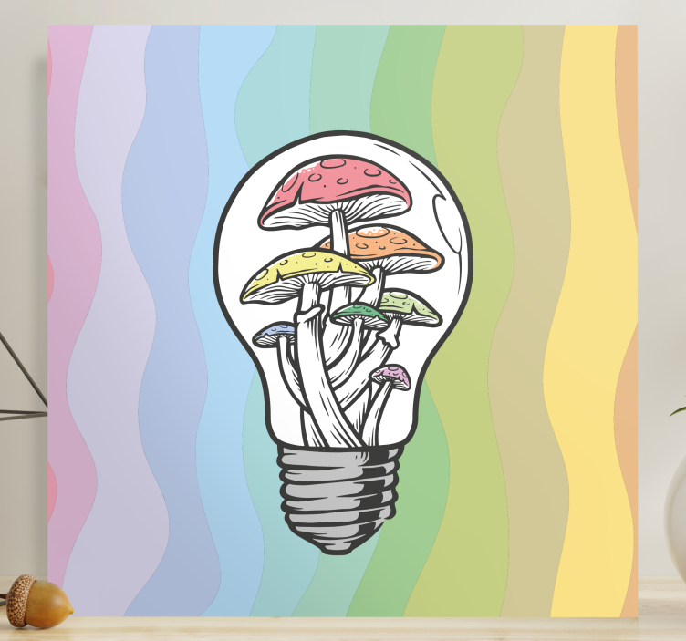 Colorful light mushroom Kitchen wall print - TenStickers