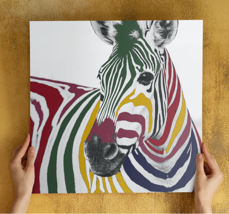 Colorful zebra painting art modern canvas - TenStickers
