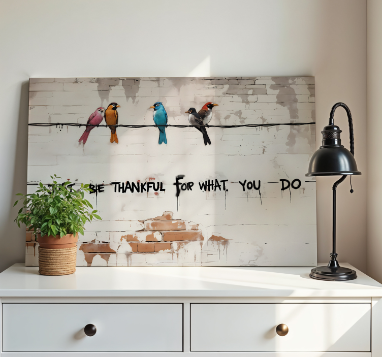 Colour sitting birds canvas art - TenStickers