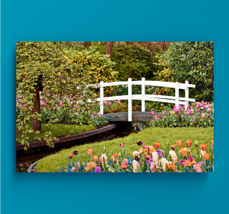 "Cottagecore" green bridge landscape canvas - TenStickers