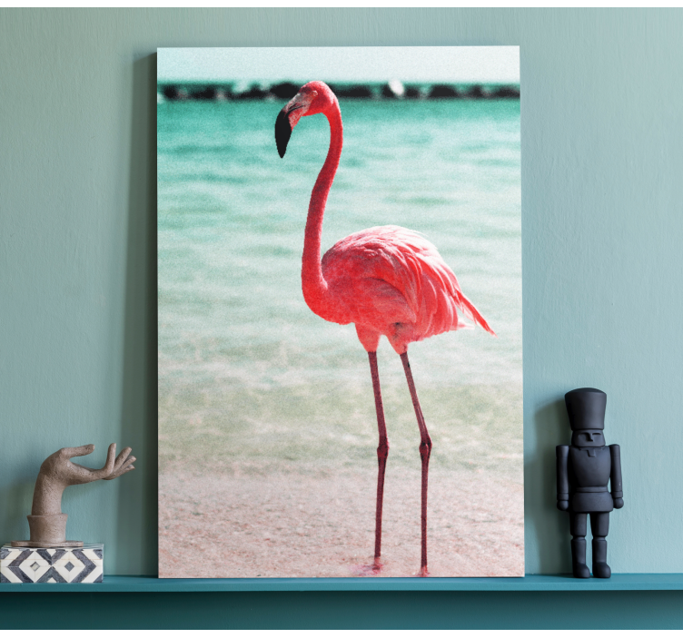 Cute flamingos on the beach canvas wall art - TenStickers