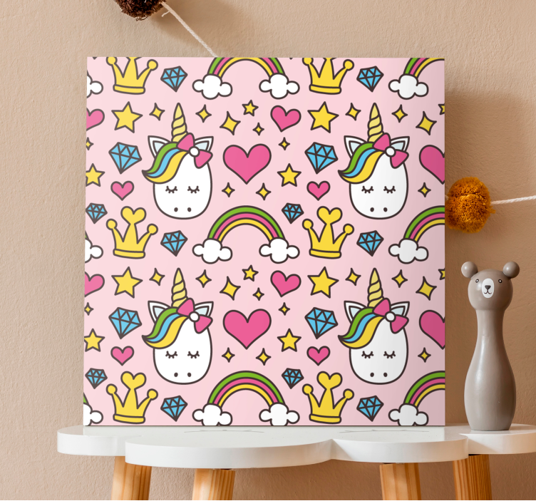 Cute unicorn pattern unicorn pictures framed - TenStickers