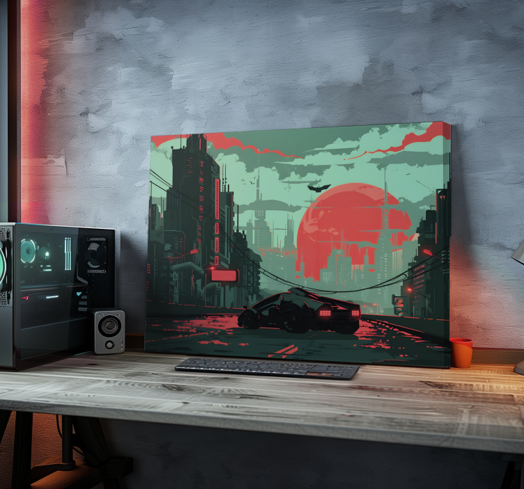 Cyber city framed gaming wall art - TenStickers