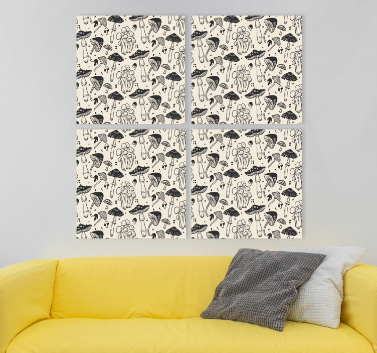Dinosaur canvas wall art mushroom design - TenStickers