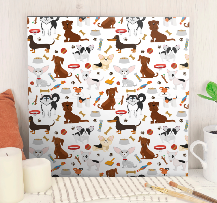 Dog wall art playful puppy pairing - TenStickers
