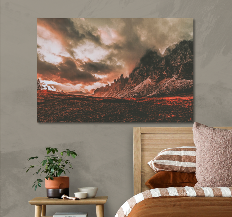 Dramatic mountain sunset landscape canvas - TenStickers