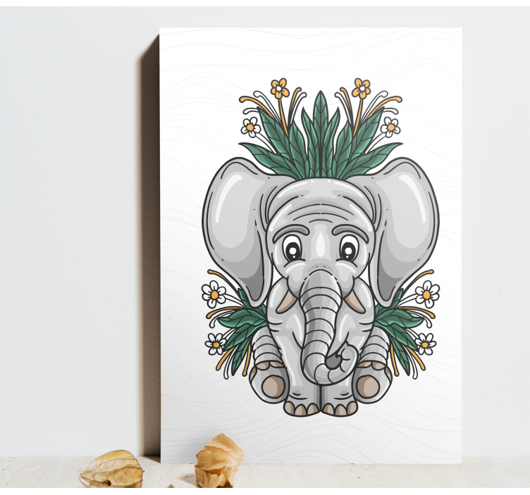 Drawing of a grey elephant canvas - TenStickers