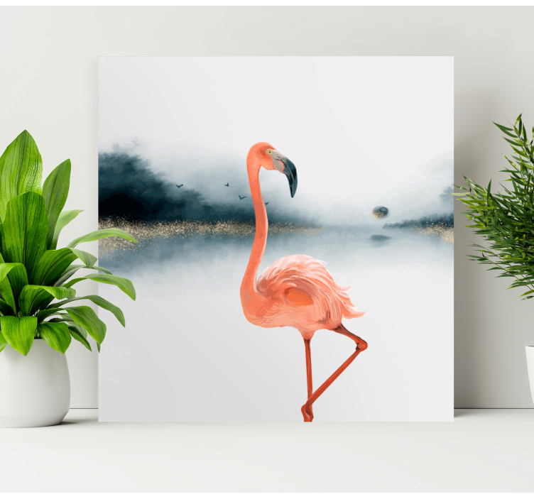 Elegant flamingo landscape canvas - TenStickers