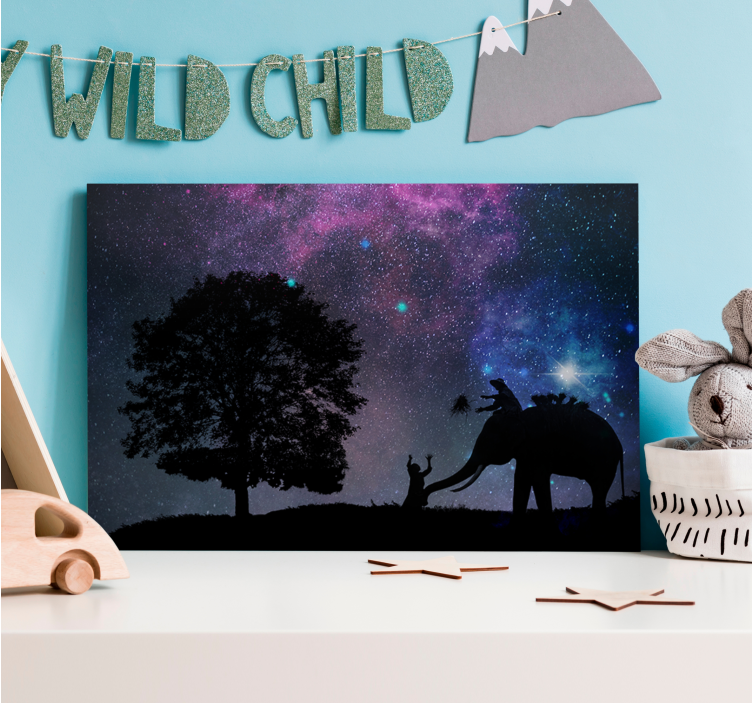 Elephant wallart child elephant interaction art - TenStickers