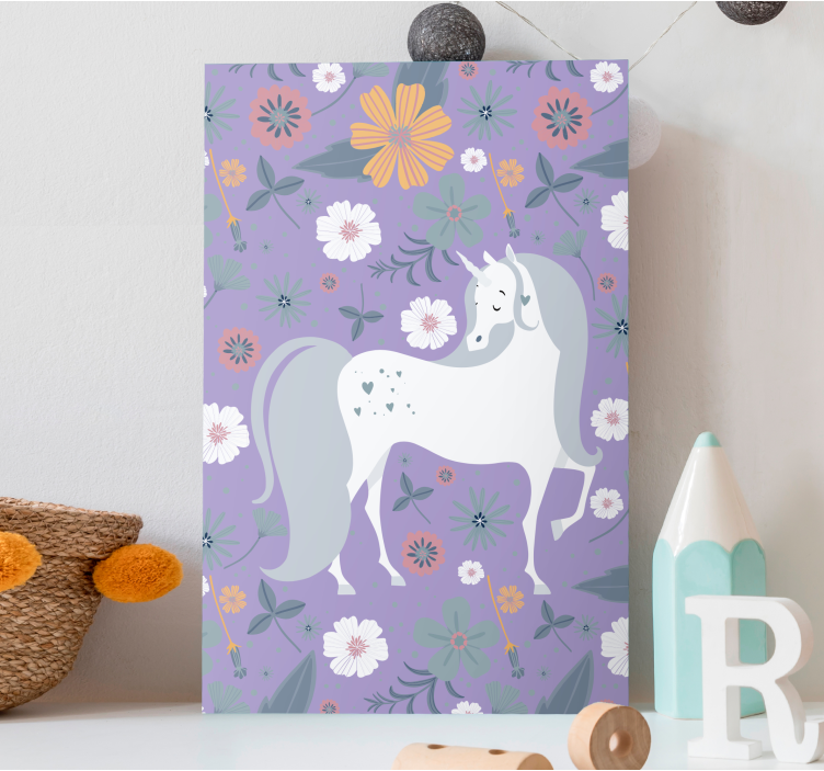 Elephant wallart enchanting unicorn floral - TenStickers