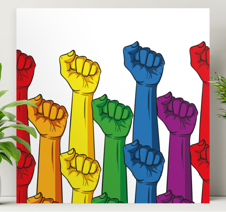 Fist in rainbow colors pride canvas - TenStickers