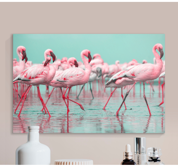 Flamingo Gathering animal canvas wall art - TenStickers