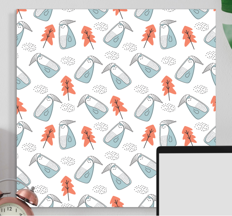 Floral canvas wall art cute animal design - TenStickers