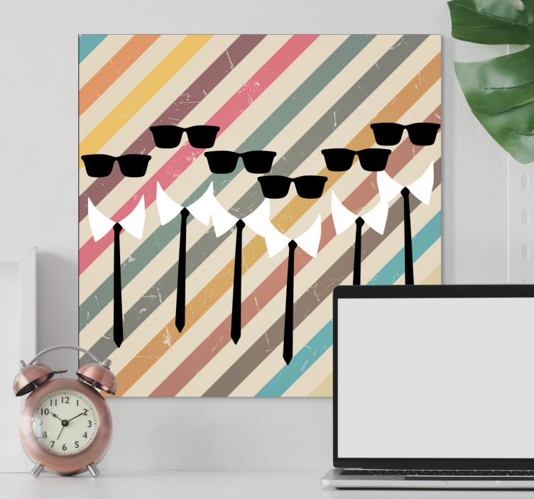 Floral canvas wall art stylish figures in sunglasses - TenStickers