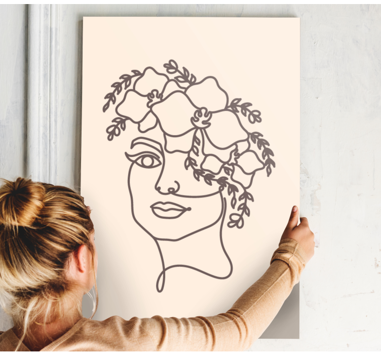 Floral Line Art people canvas - TenStickers