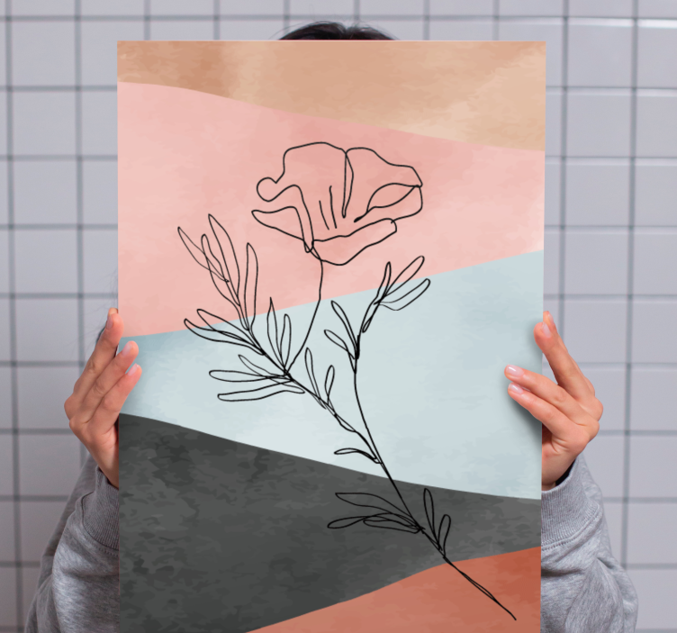 Flowers canvas abstract floral drawing - TenStickers