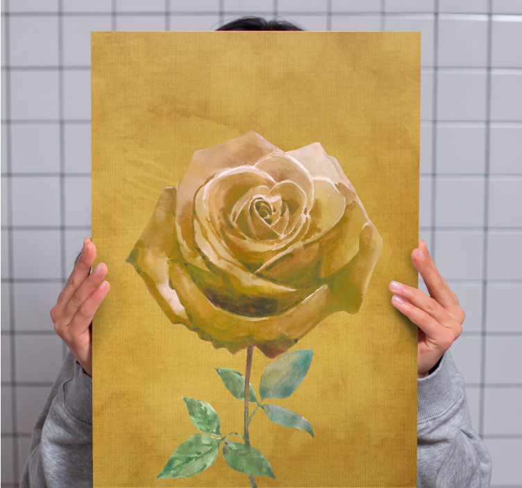 Flowers canvas elegant golden rose - TenStickers
