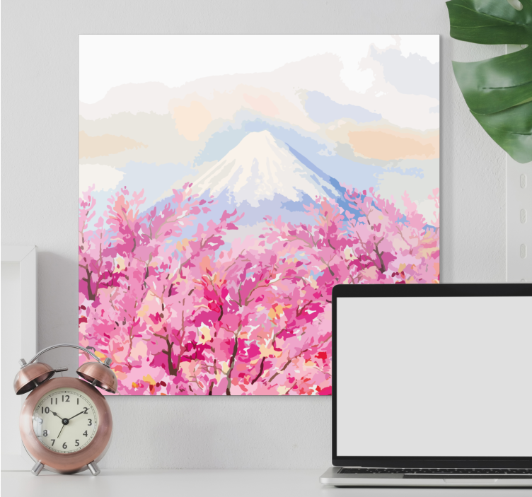 Flowers canvas mount fuji blossom art - TenStickers