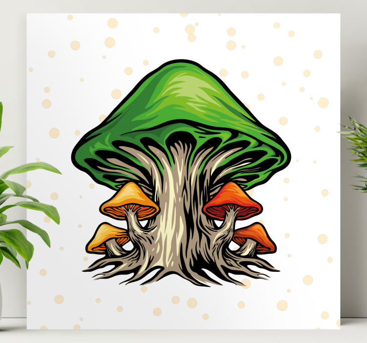 Flowers canvas mushroom growth design - TenStickers