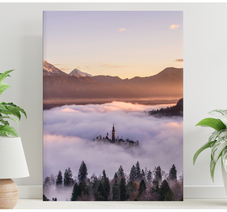 Foggy castle in Poland  landscape canvas - TenStickers