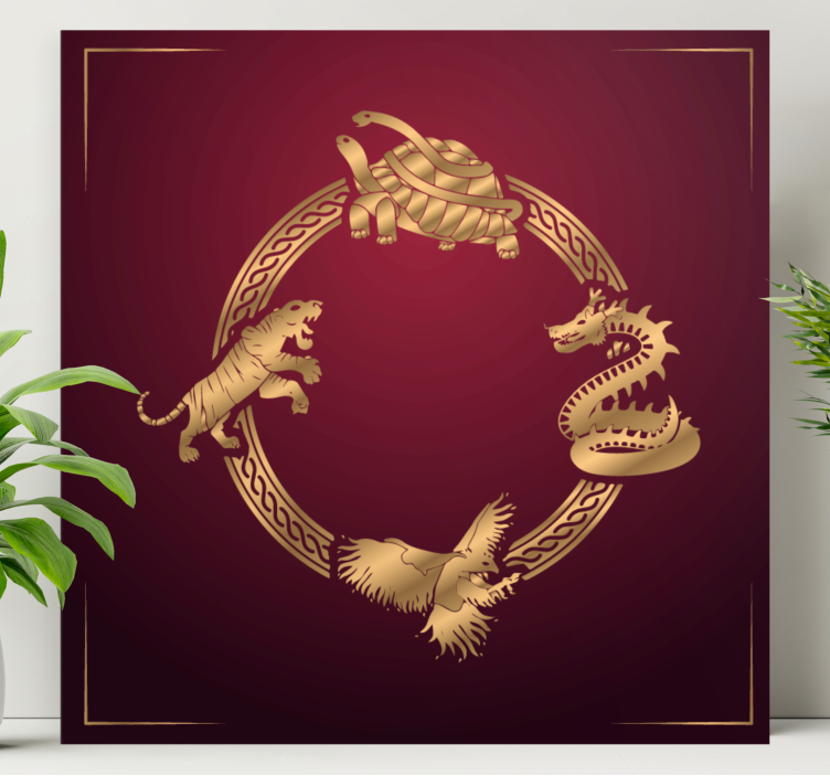 Four symbols dragon tiger animal canvas prints - TenStickers