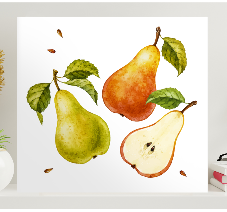 Fresh pear trio fruit canvas wall art - TenStickers