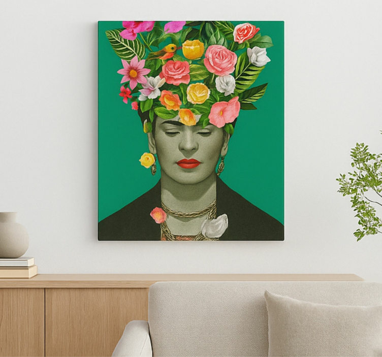 Frida Kahlo colorful flowers canvas art - TenStickers