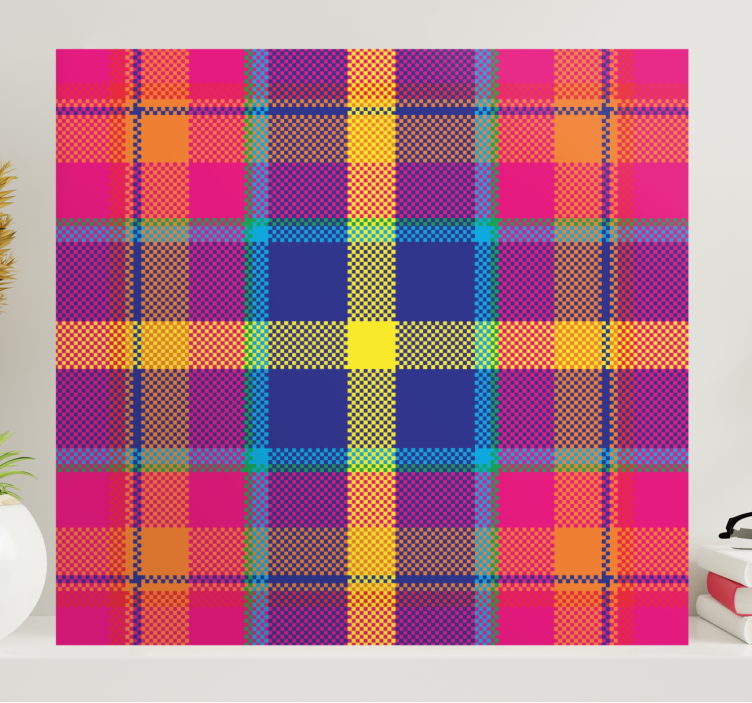 Geometric canvas in vibrant checkered design - TenStickers
