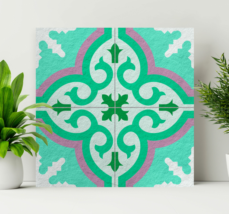 Green hydraulic tile retro canvas - TenStickers