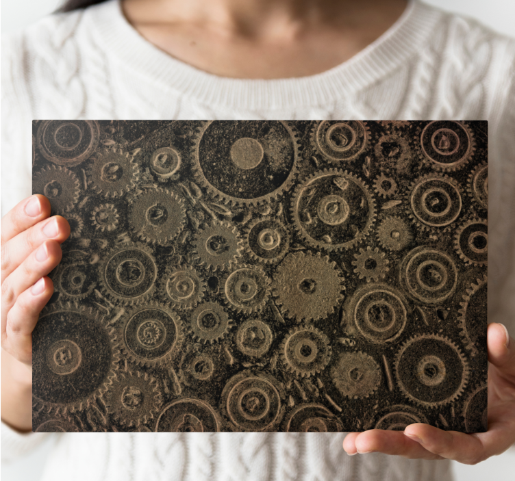 Industrial-style gears pattern modern canvas - TenStickers