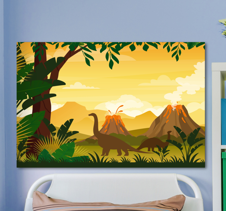 Jurassic tropical landscape dinosaur canvas art - TenStickers