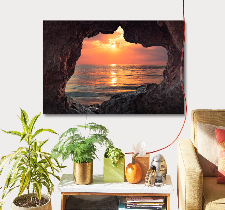 Landscape canvas sunset behind the rocks - TenStickers