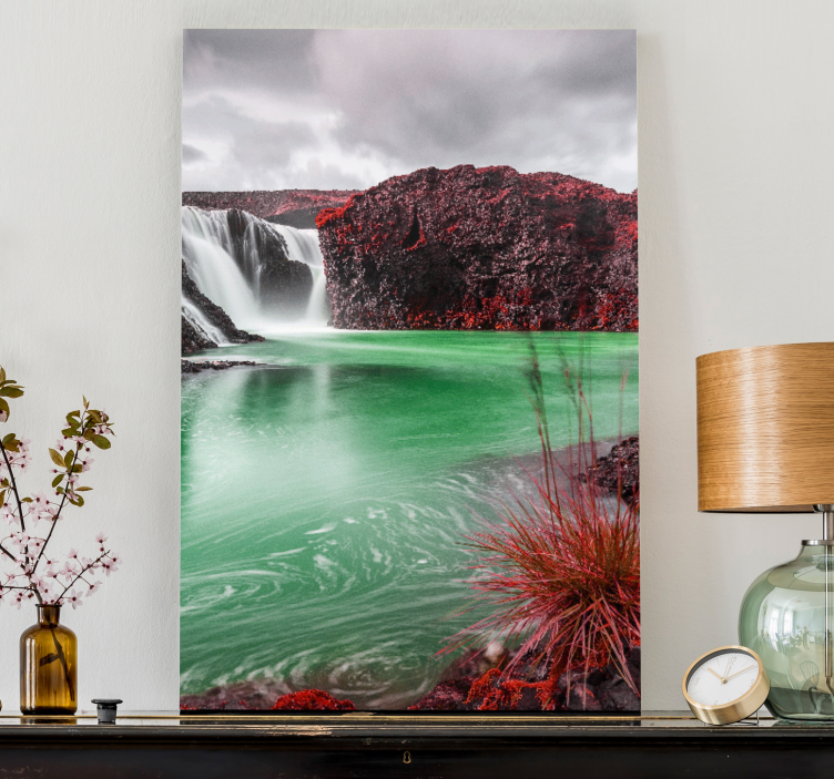 Landscape canvas waterfall with green pool - TenStickers